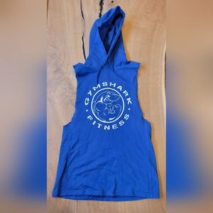 GYMSHARK Legacy Drop Arm Hoodie Blue Sleeveless M